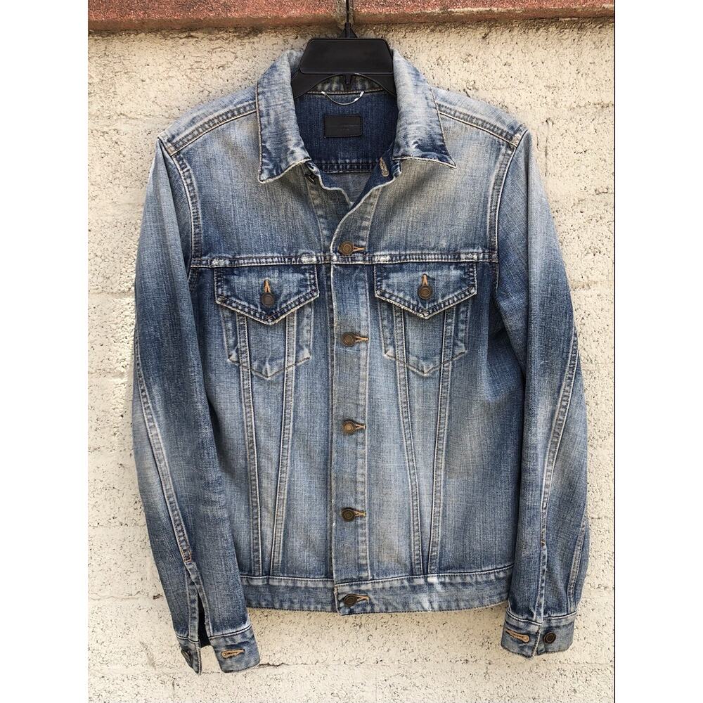 Saint Laurent Paris Sweet Dreams Shark Embroidered Denim Jacket Blue Sz S - Picture 2 of 9